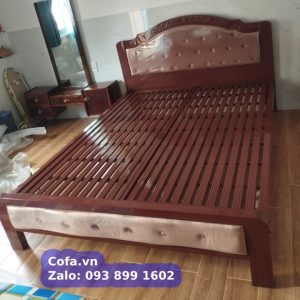 Giường sắt hộp cổ điển - Giường ngủ sắt nâu giả gỗ Cofa 4