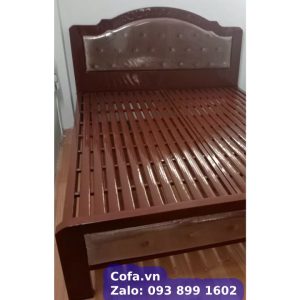 Giường sắt hộp cổ điển - Giường ngủ sắt nâu giả gỗ Cofa 5