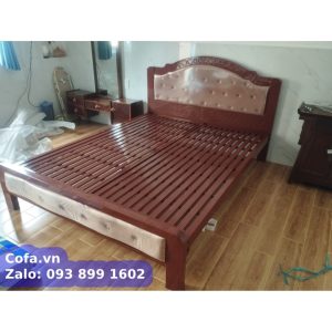 Giường sắt hộp cổ điển - Giường ngủ sắt nâu giả gỗ Cofa 3