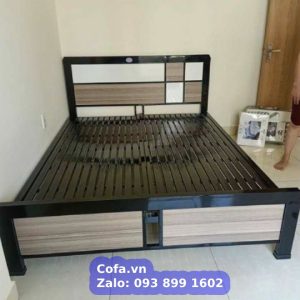 Giường ngủ dành cho người lớn - Giường sắt hộp gắn gỗ MDF siêu đẹp 3