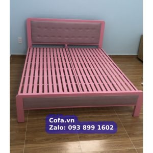 Giường ngủ màu hồng - Giường sắt nữ tính màu hồng 1m, 1m2, 1m4, 1m6, 1m8 x 2m 2