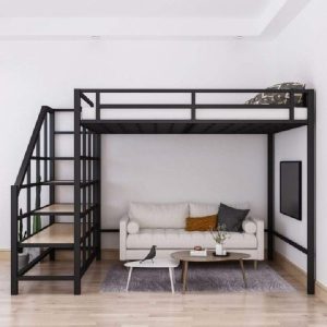 giường 2 tầng có cầu thang gỗ