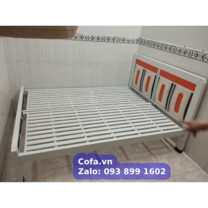 Giường sắt hộp giá rẻ - Mẫu giường ngủ giá rẻ sắt hộp màu trắng 3
